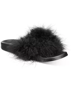 INC International Concepts Women's Marabou Pool Slides, Created For Macy's -Steve Madden Shop 16696349 fpx