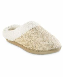 Isotoner Signature Women's Cable Knit Alexis Hoodback Slippers