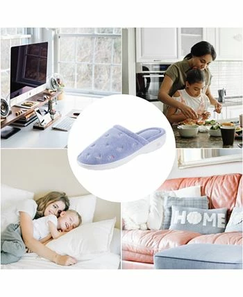 Isotoner Signature Women's Embroidered Floral Terry Slippers 4 Isotoner Signature Women's Embroidered Floral Terry Slippers - Image 2