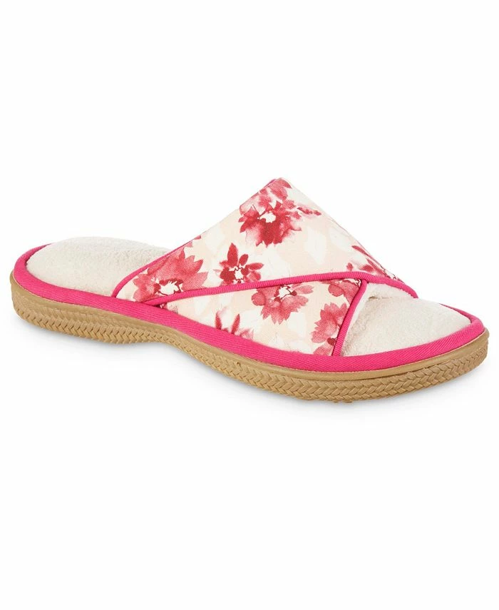 Isotoner Signature Women's Cotton Floral Keilly Slide 3 Isotoner Signature Women's Cotton Floral Keilly Slide