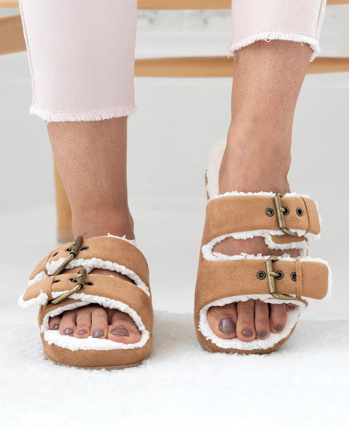 Isotoner Signature Women's Microsuede Double Buckle Slide Slippers 8 Isotoner Signature Women's Microsuede Double Buckle Slide Slippers - Image 6